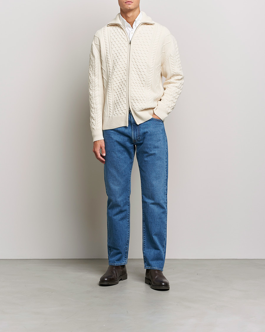 Herre | Gensere | Gant | Aran Structured Full Zip Cream