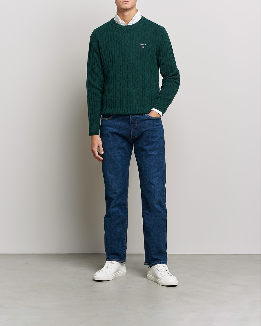 Herre | Gensere | GANT | Lambswool Cable Crew Neck Pullover Tartan Green