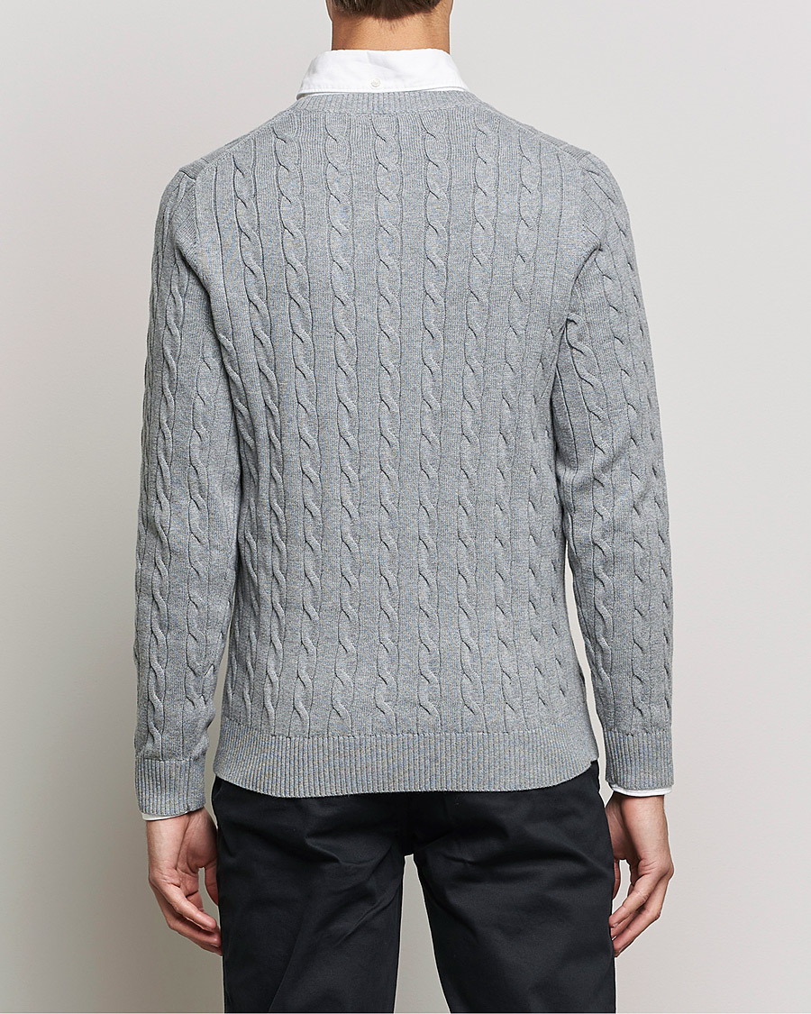 Herre | Gensere | GANT | Cotton Cable Crew Neck Pullover Grey Melange