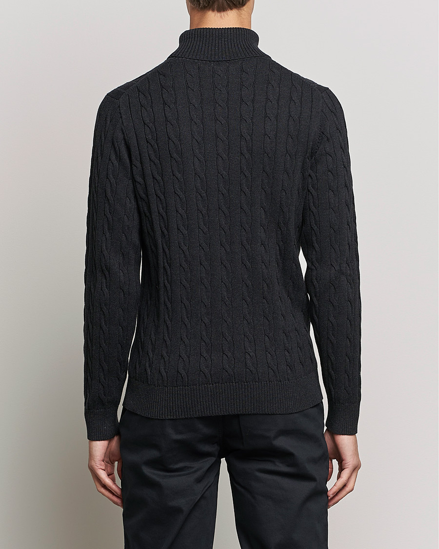 Herre | Gensere | GANT | Cotton Cable Turtleneck Dark Charcoal Melange