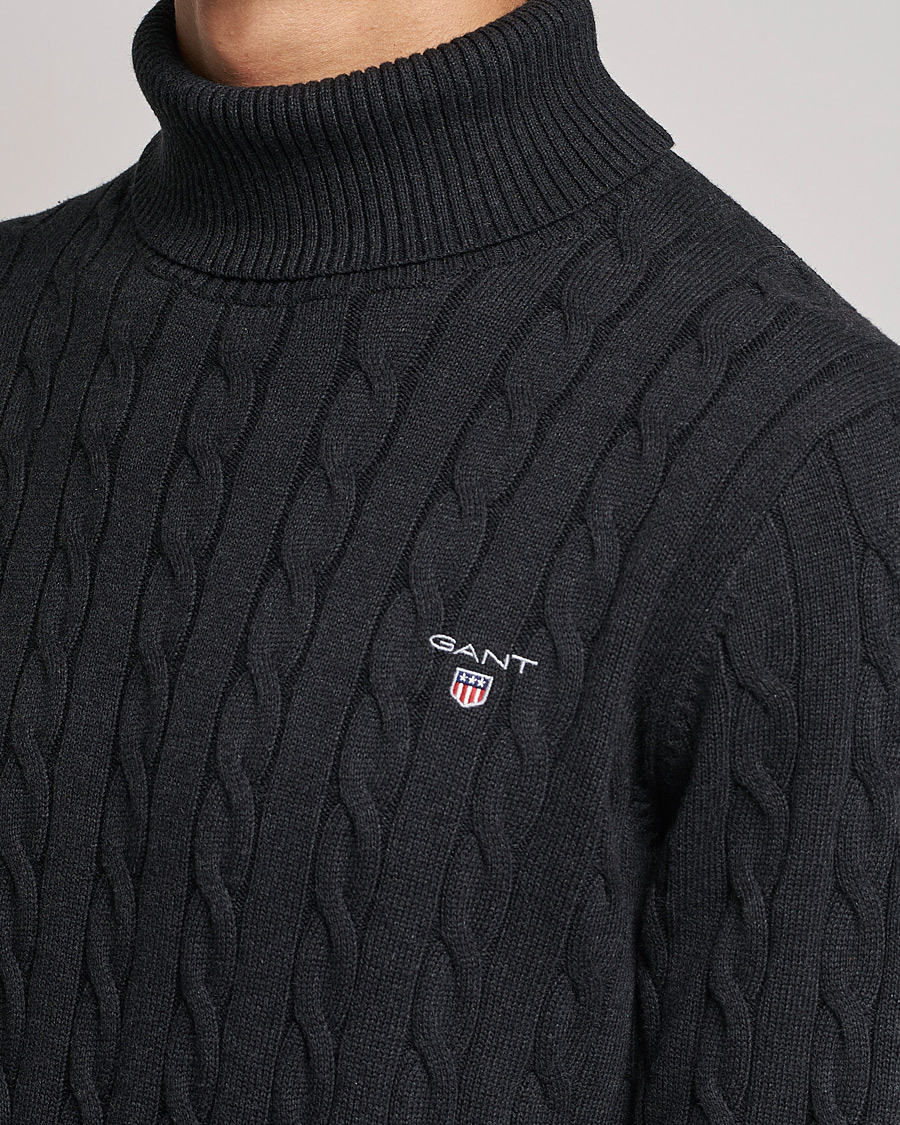 Herre | Gensere | GANT | Cotton Cable Turtleneck Dark Charcoal Melange