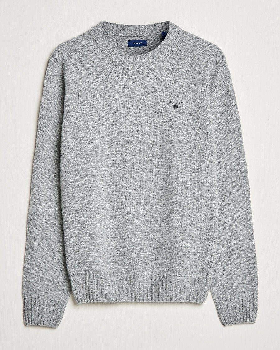 Herre |  | GANT | Brushed Wool Crew Neck Sweater Grey Melange