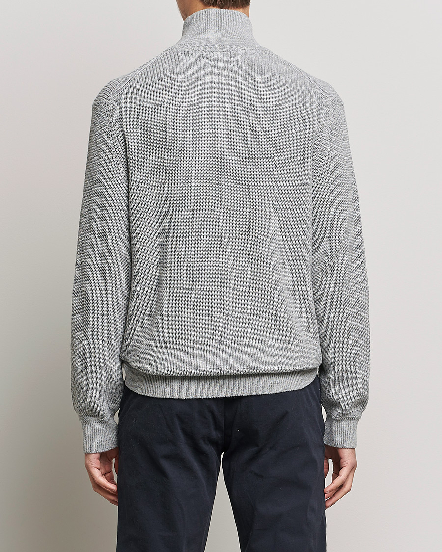 Herre | Gensere | GANT | Cotton/Wool Ribbed Half Zip Sweater Grey Melange