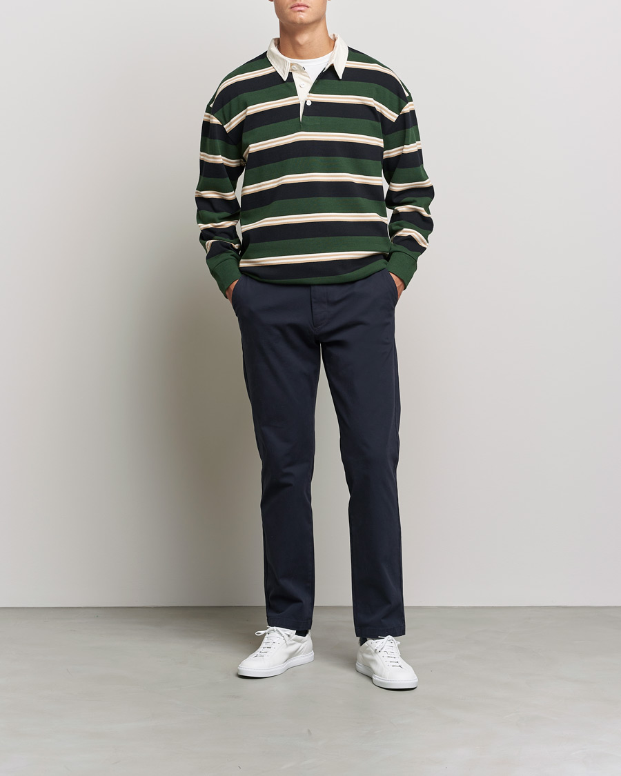 Herre | Gensere | GANT | Archive Striped Heavy Rugger Storm Green