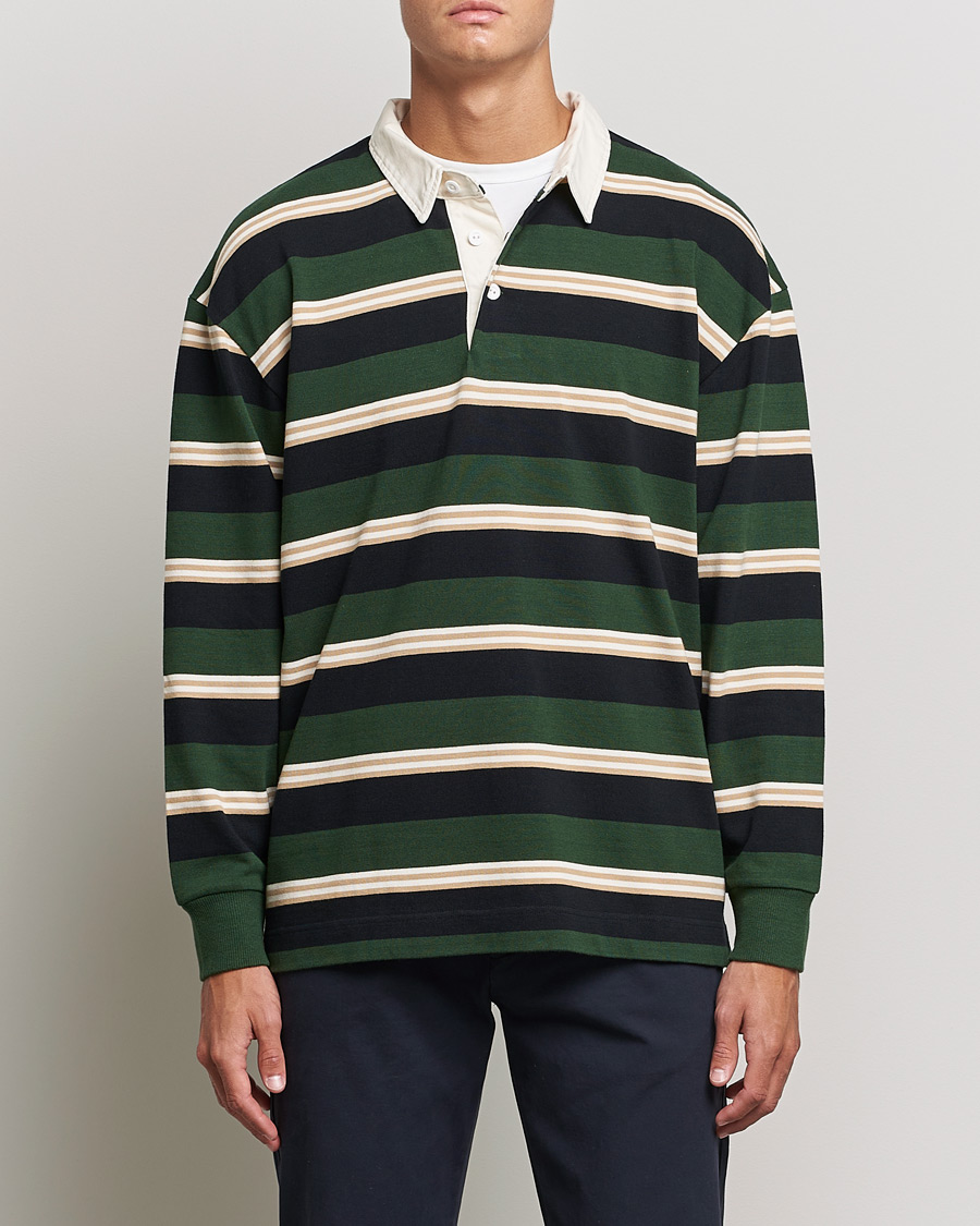 Herre | Gensere | GANT | Archive Striped Heavy Rugger Storm Green