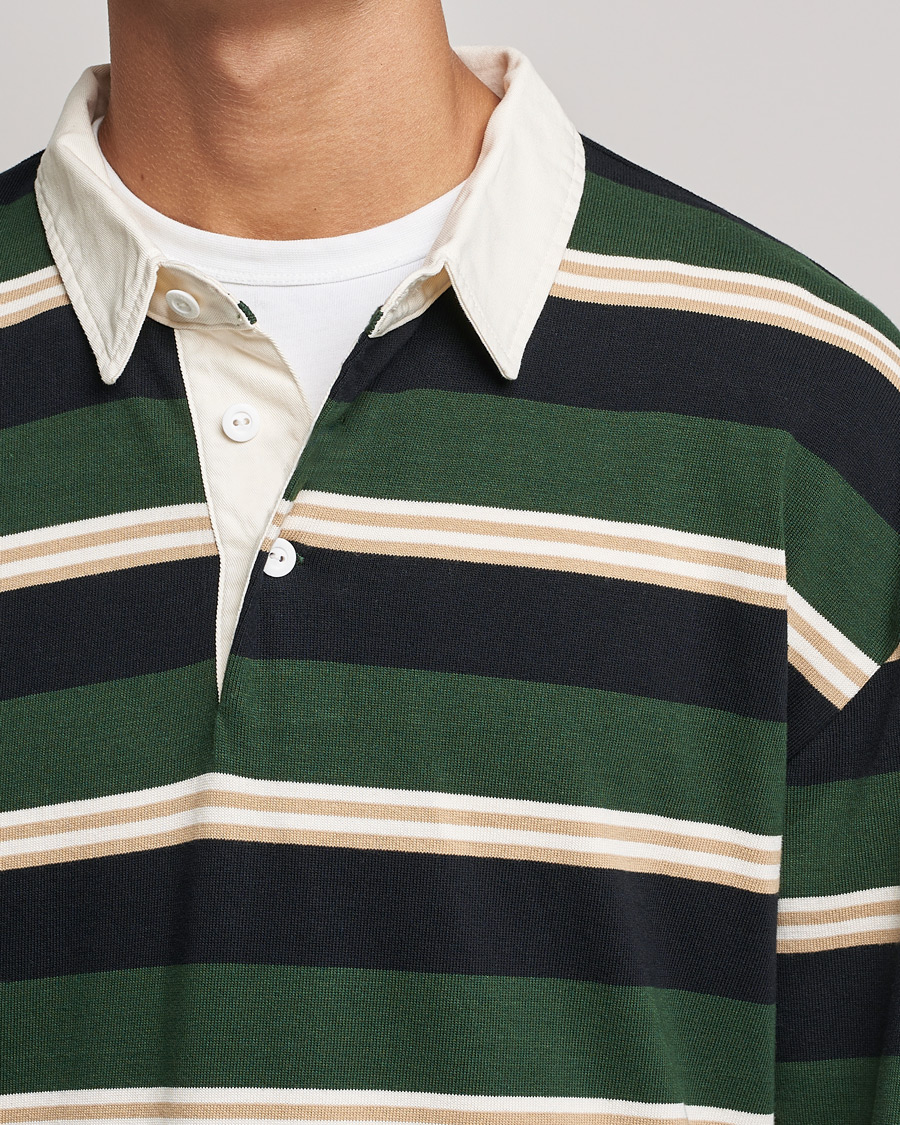 Herre | Gensere | GANT | Archive Striped Heavy Rugger Storm Green
