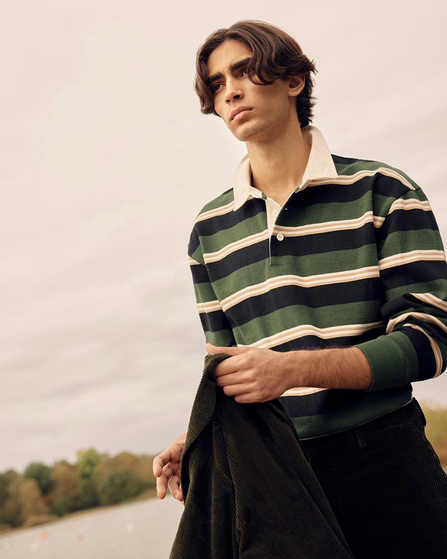 Herre | Gensere | GANT | Archive Striped Heavy Rugger Storm Green