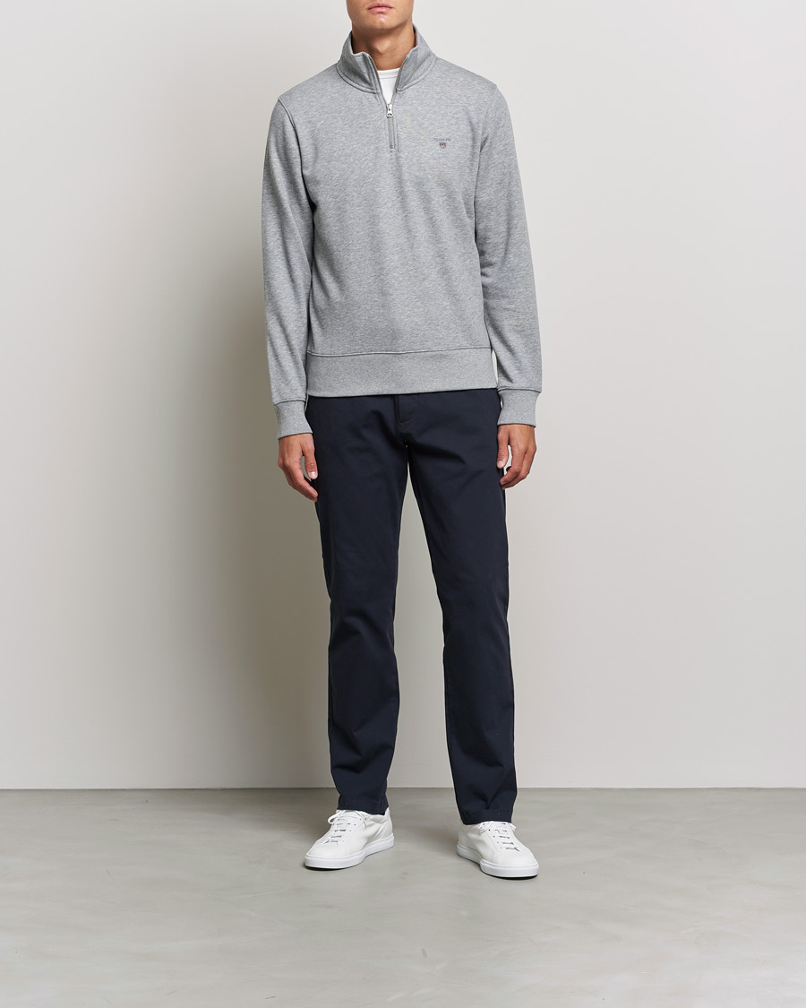 Herre |  | GANT | Original Half Zip Sweater Grey Melange