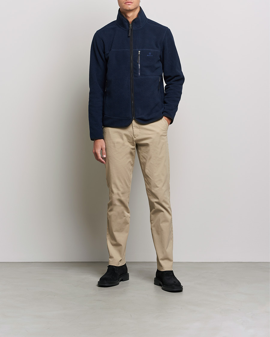 Herre | Gensere | GANT | Sherpa Fleece Full Zip Evening Blue