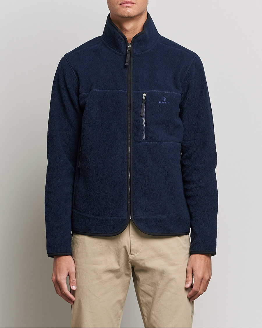 Herre | Gensere | GANT | Sherpa Fleece Full Zip Evening Blue