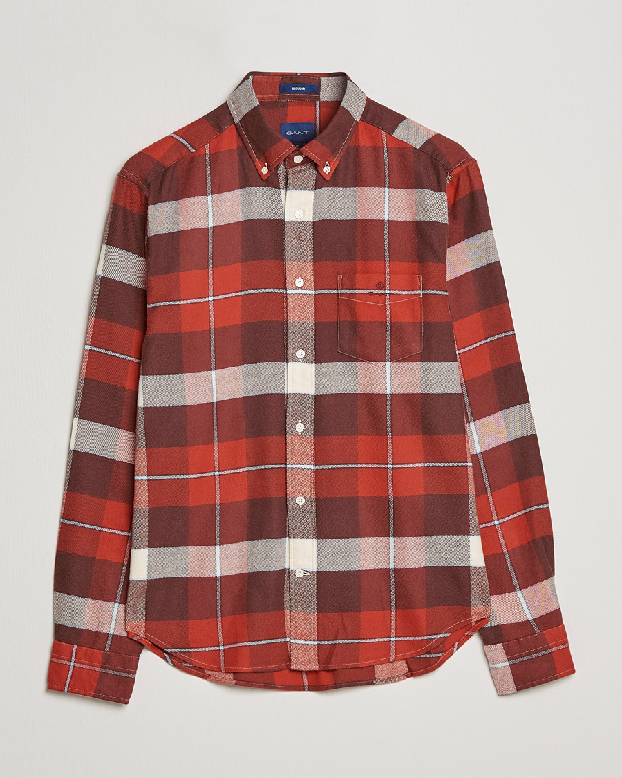 Herre | Skjorter | GANT | Regular Fit Flannel Block Checked Shirt Spice Red