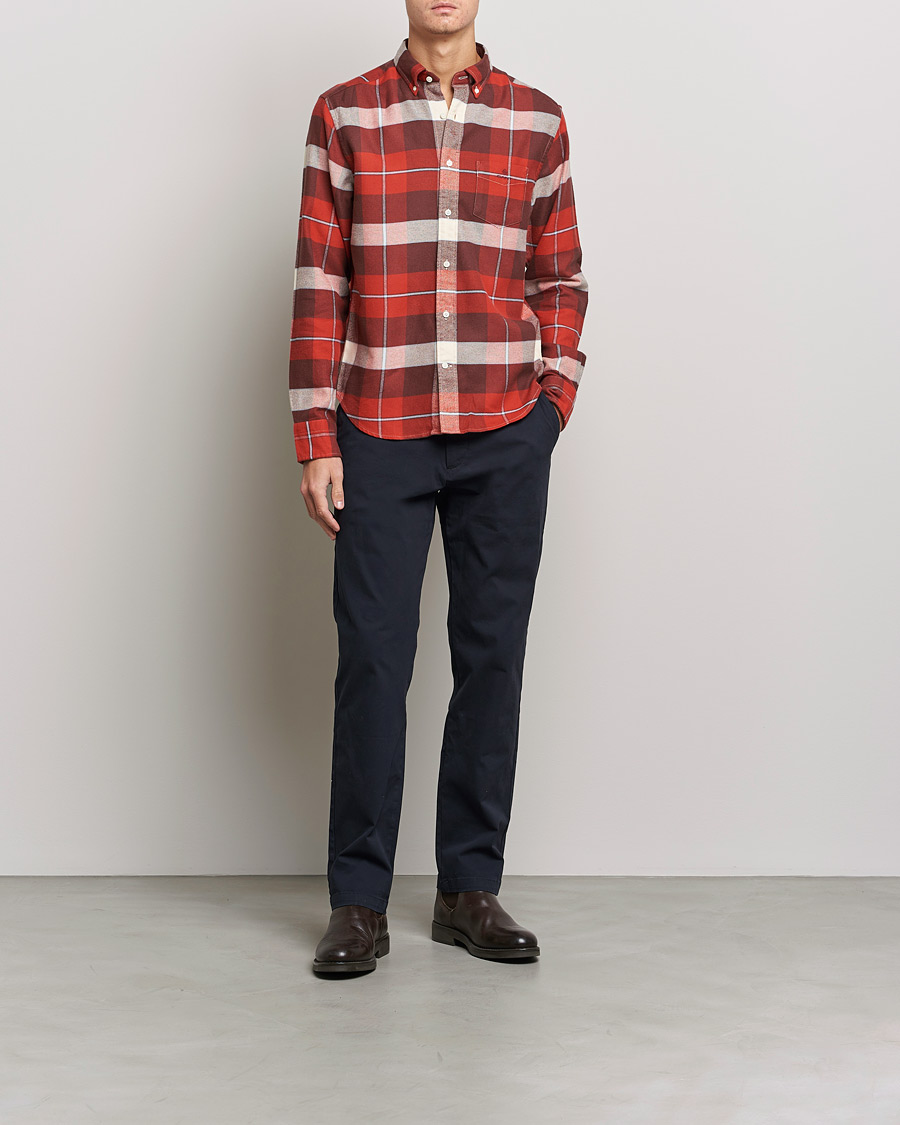 Herre | Skjorter | GANT | Regular Fit Flannel Block Checked Shirt Spice Red