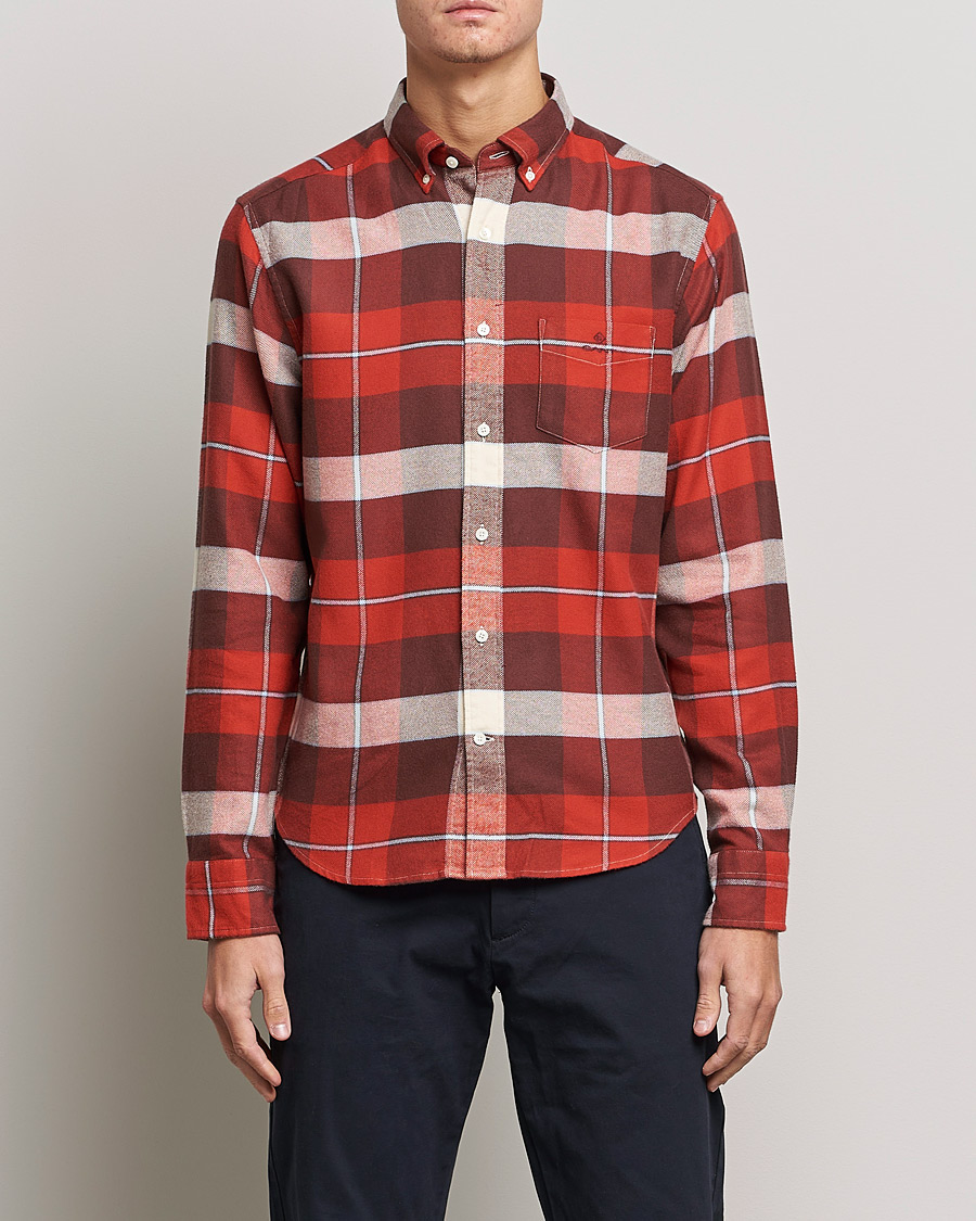 Herre | Skjorter | GANT | Regular Fit Flannel Block Checked Shirt Spice Red
