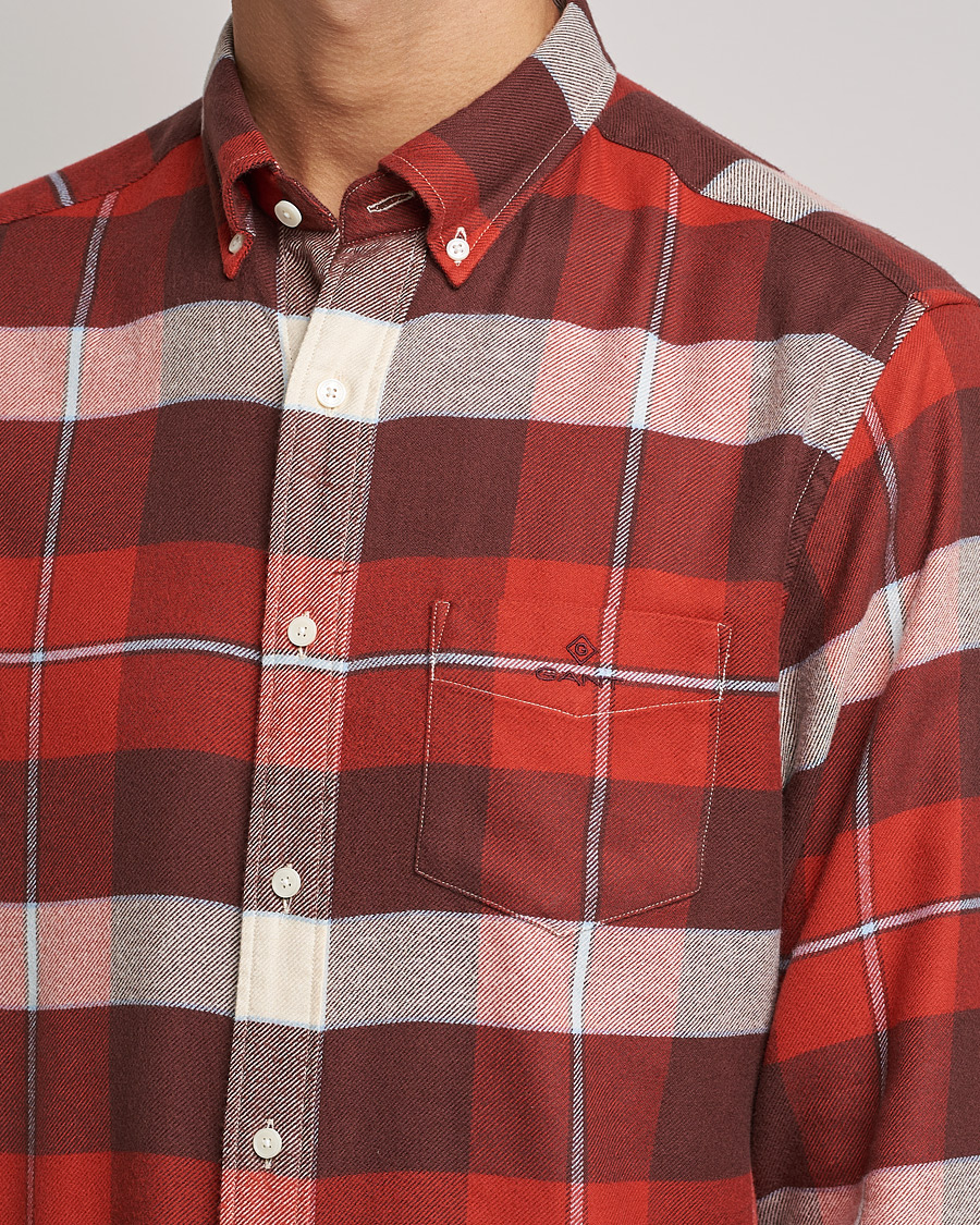 Herre | Skjorter | GANT | Regular Fit Flannel Block Checked Shirt Spice Red