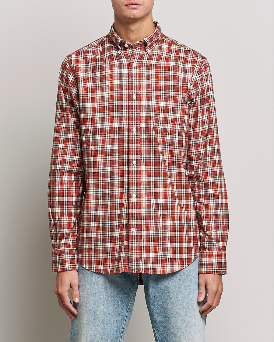 Herre | Flanellskjorter | GANT | Regular Fit Flannel Checked Shirt Spice Red