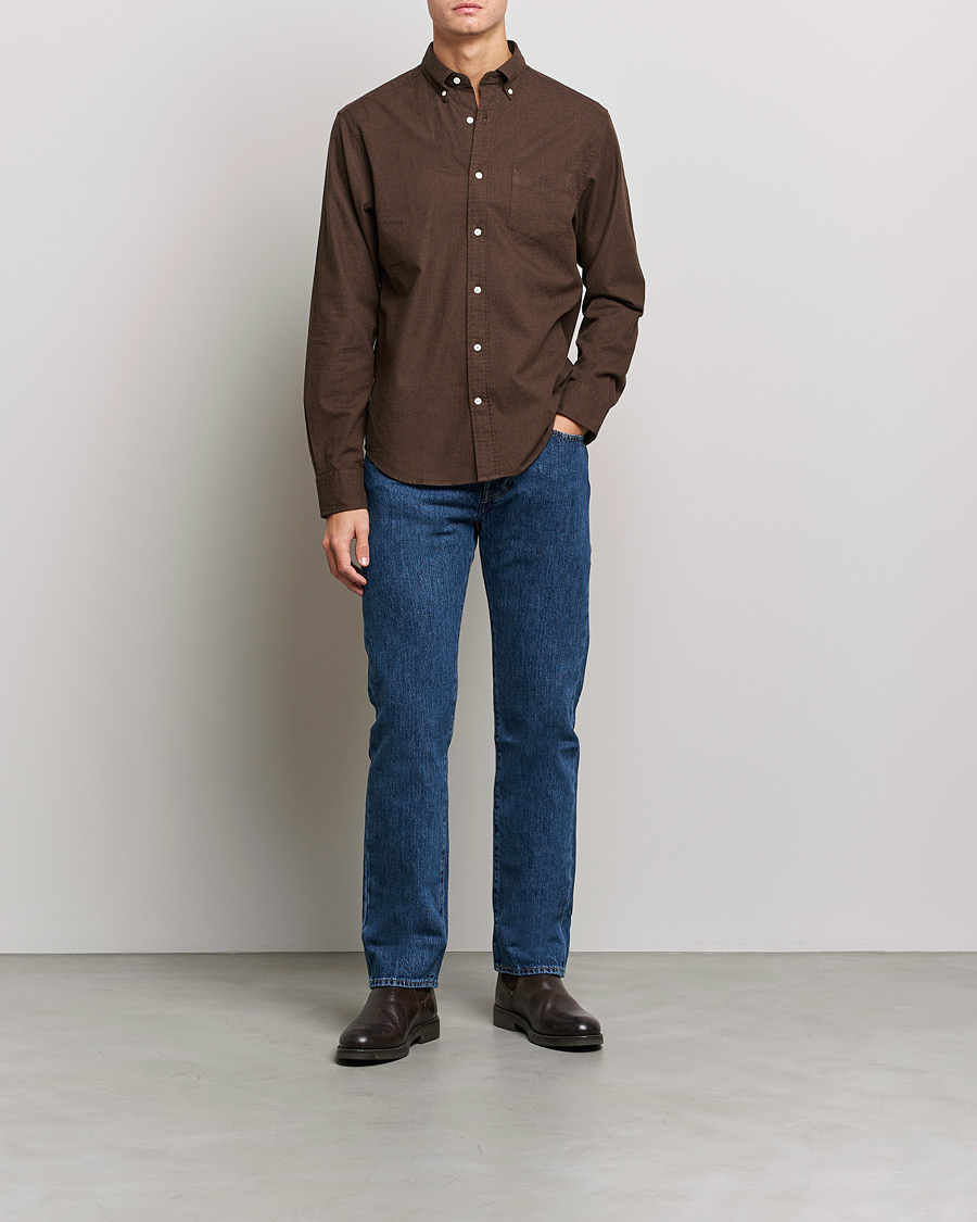Herre | GANT | GANT | Regular Fit Flannel Shirt Rich Brown
