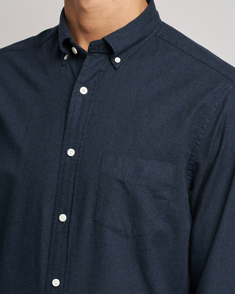 Herre | Skjorter | GANT | Regular Fit Flannel Shirt Evening Blue