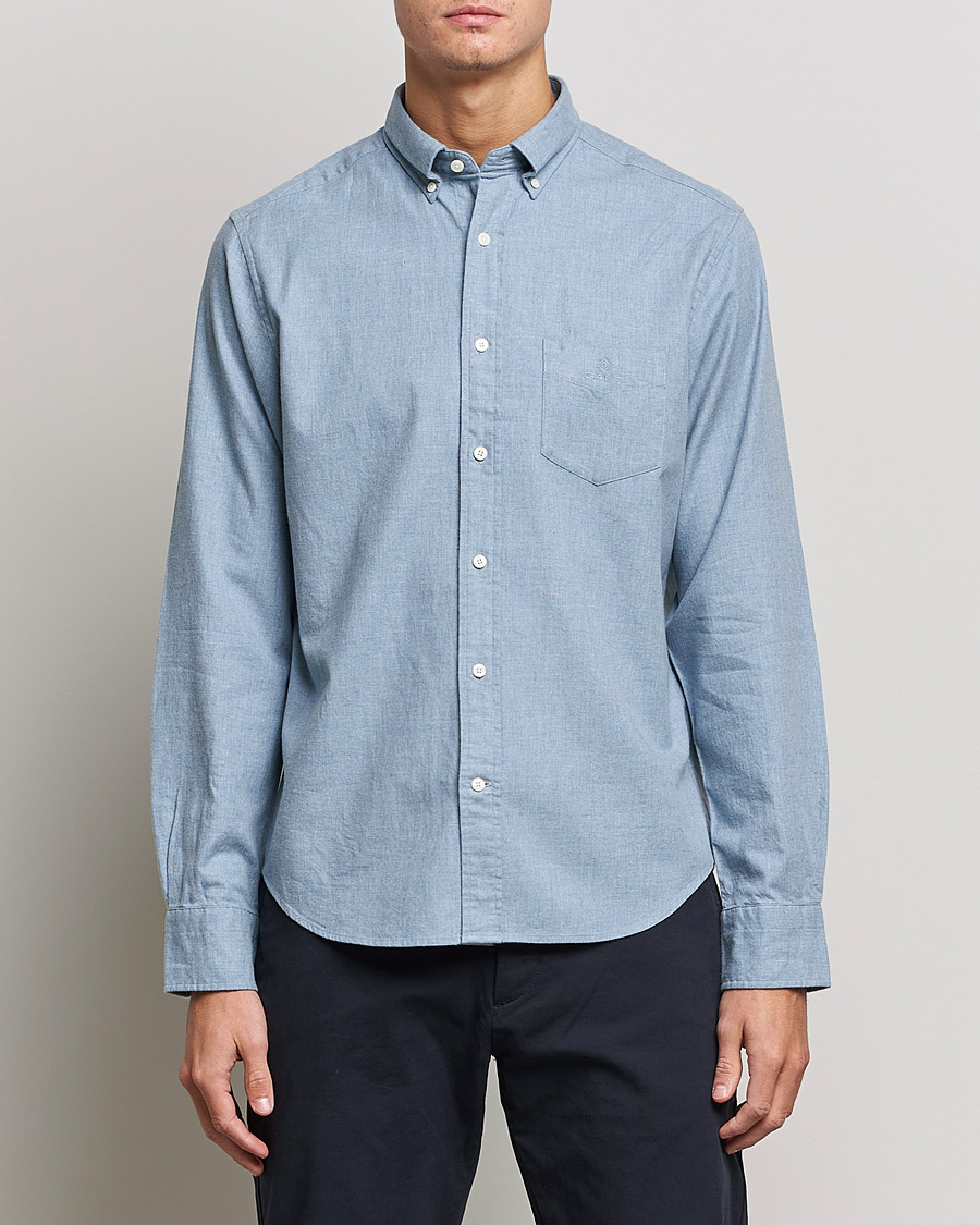 Herre | Flanellskjorter | GANT | Regular Fit Flannel Shirt Atlantic Sea