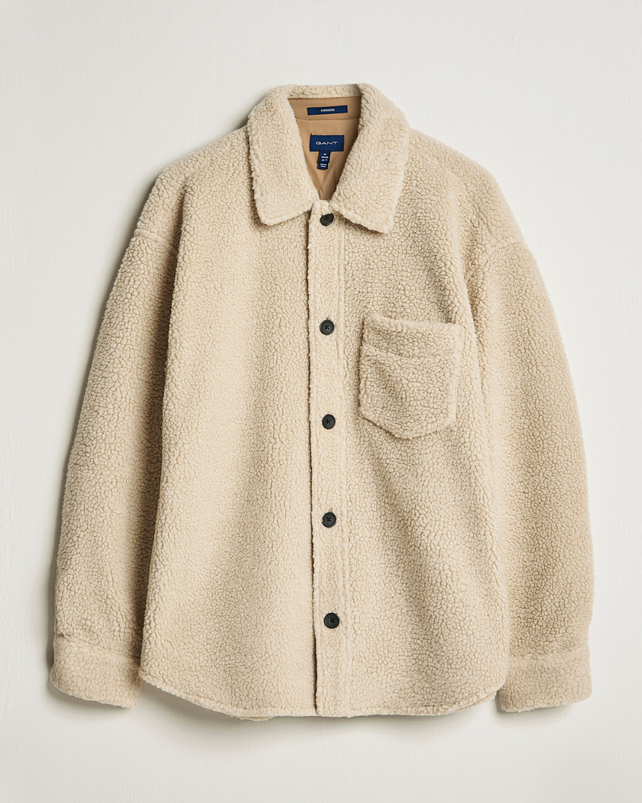 Herre | Skjorter | GANT | Sherpa Fleece Overshirt Putty