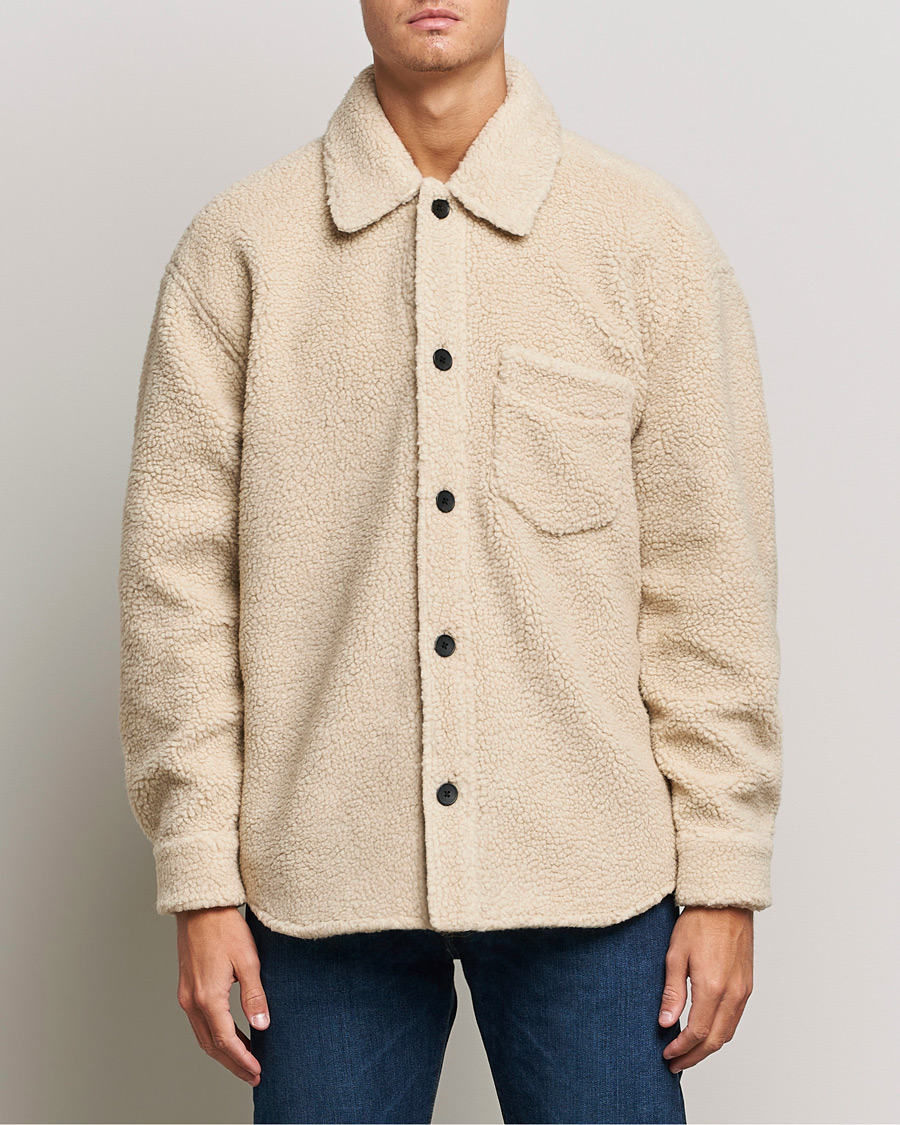 Herre | Overshirts | GANT | Sherpa Fleece Overshirt Putty