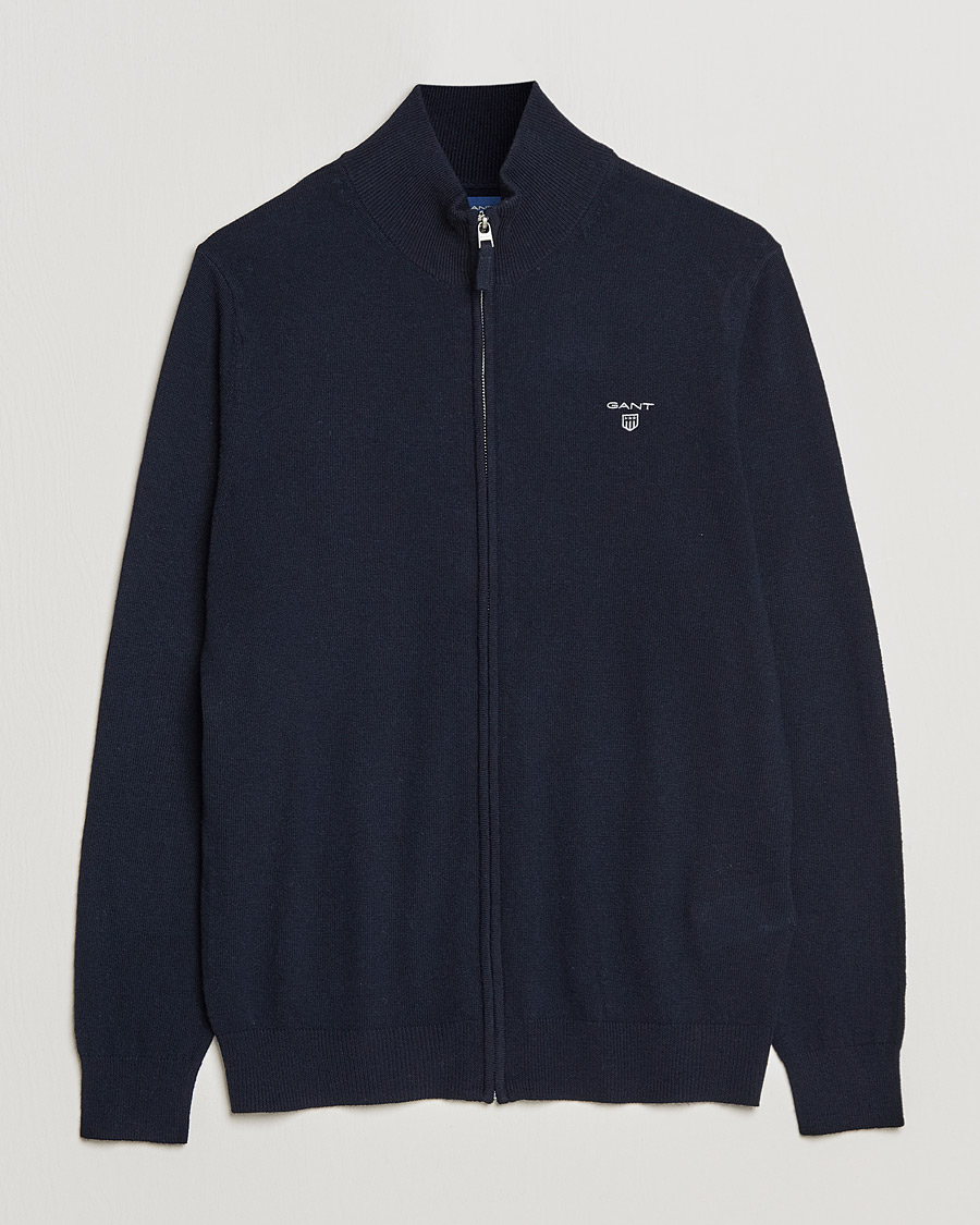 Herre | Gensere | GANT | Lambswool Full Zip Marine