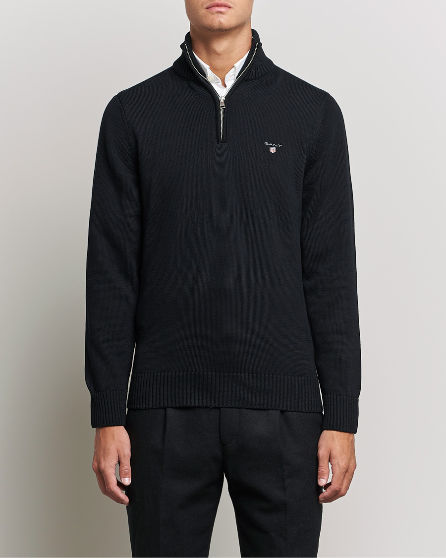 Herre | Gensere | GANT | Cotton Half Zip Black