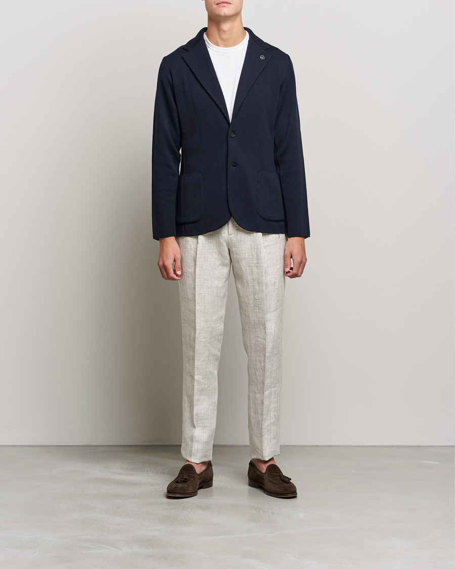 Herre | Strikkede blazere  | Lardini | Knitted Wool Blazer Navy