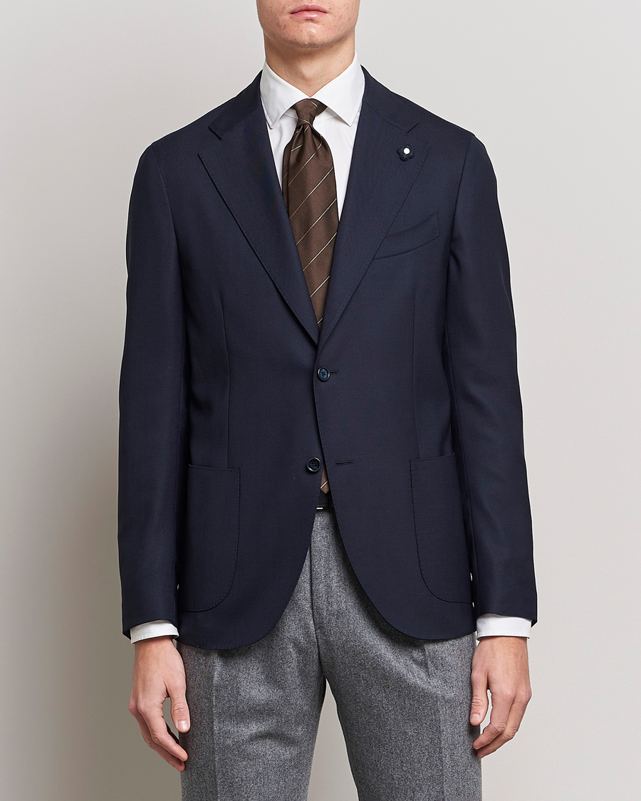 Herre | Ullblazer | Lardini | Patch Pocket Wool Blazer Navy