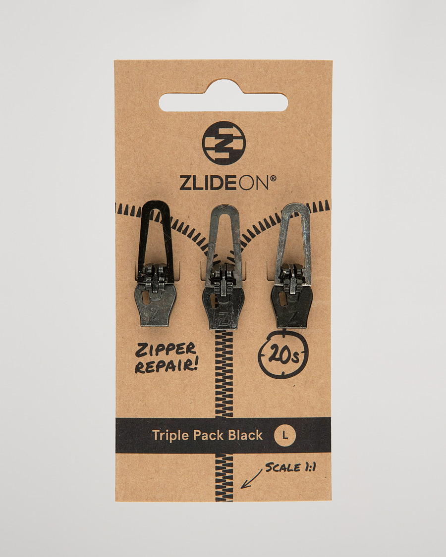 Herre | Pleie av plagg | ZlideOn | 3-Pack Zippers Black L