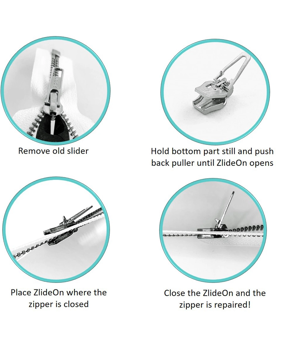 Herre | Reparasjon | ZlideOn | 3-Pack Zippers Silver L