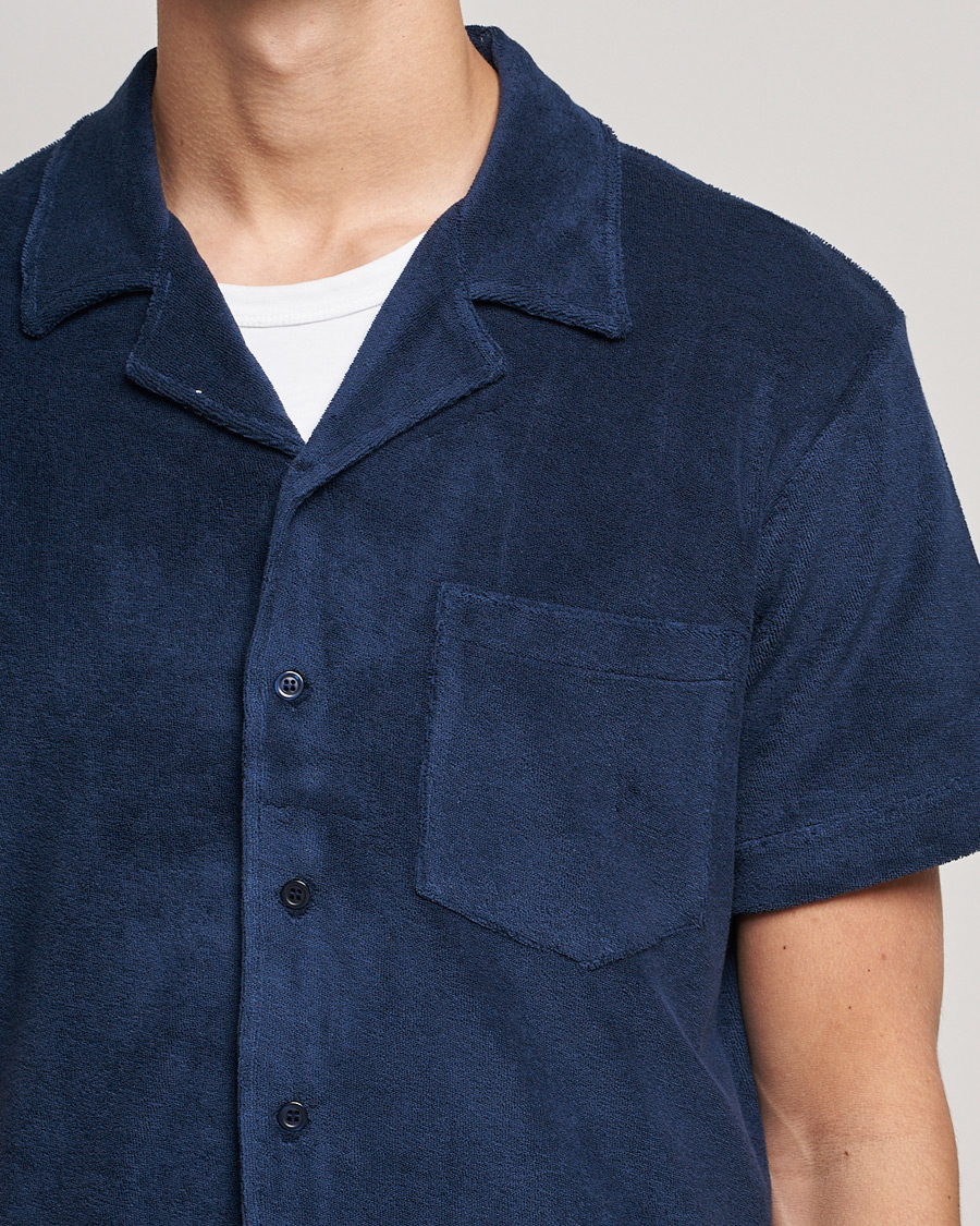 Herre | Skjorter | The Resort Co | Short Sleeve Terry Resort Shirt Navy