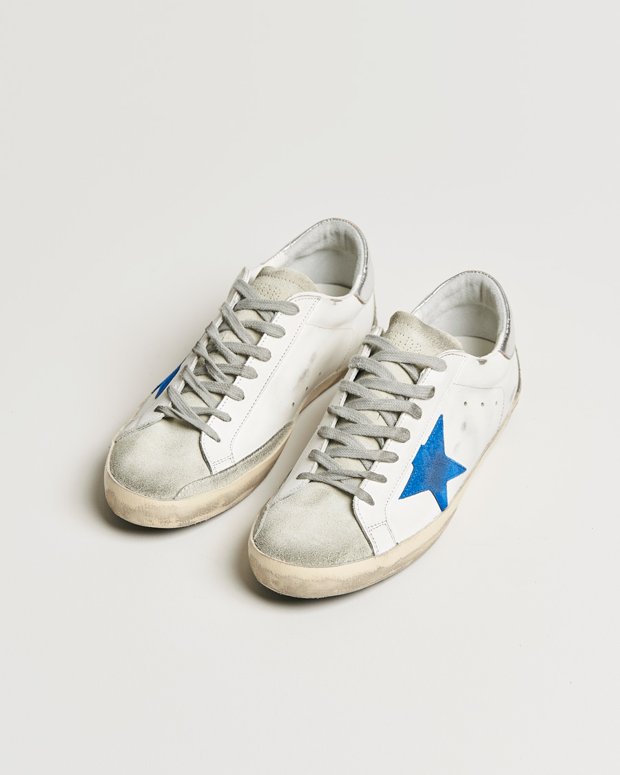 Herre | Golden Goose Deluxe Brand Super-Star Sneakers White/Electric Blue | Golden Goose | Deluxe Brand Super-Star Sneakers White/Electric Blue