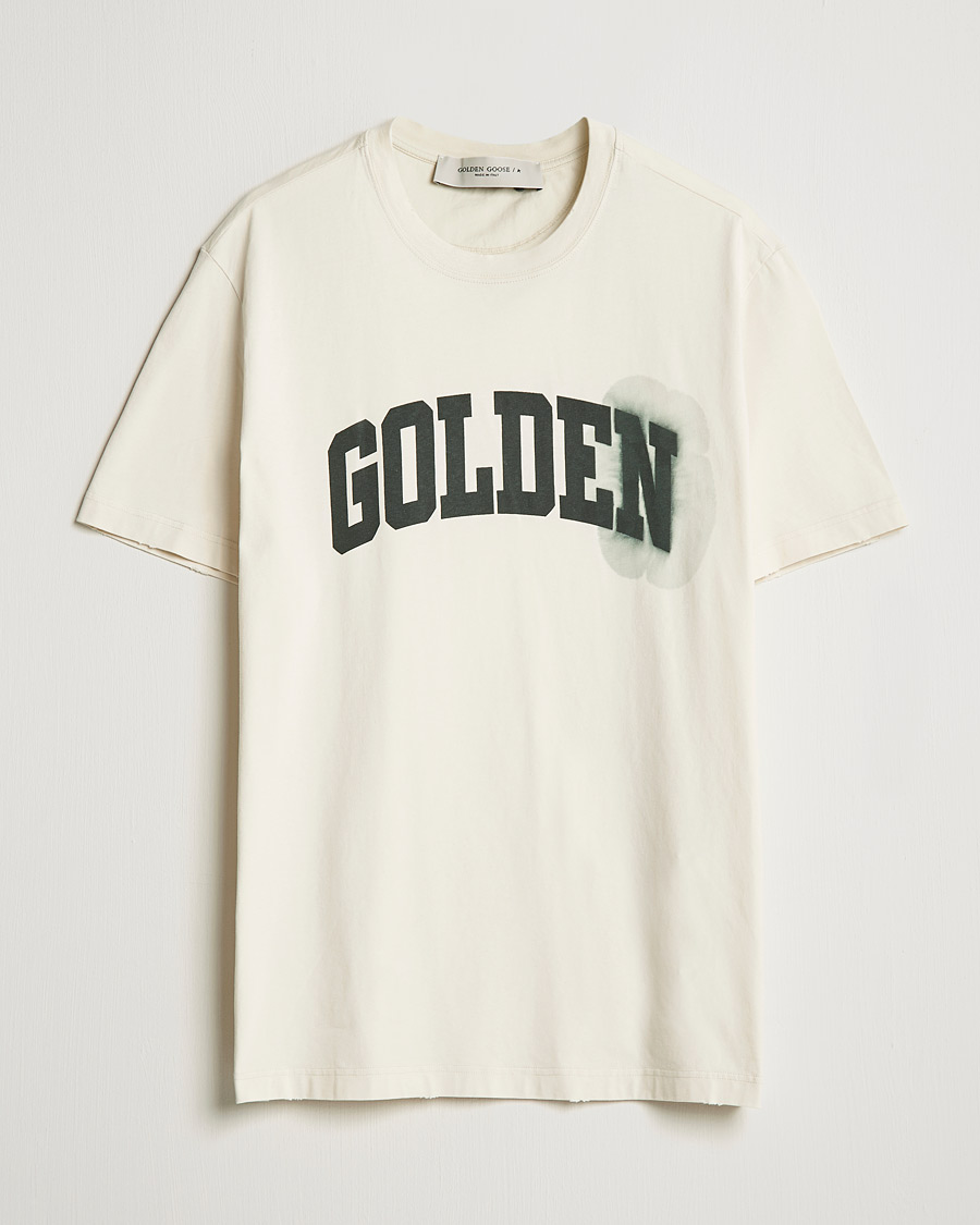 Herre | T-Shirts | Golden Goose | Deluxe Brand Journey Logo T-Shirt Bone White
