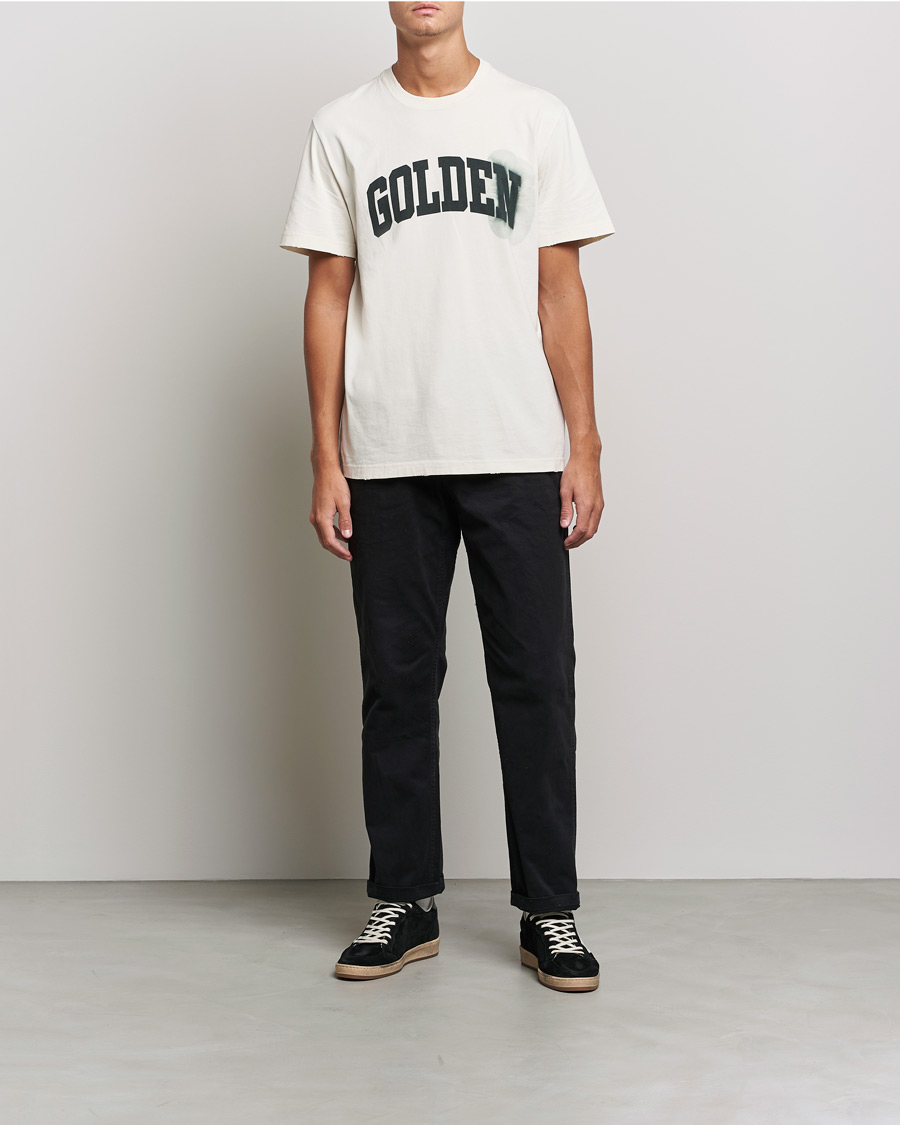 Herre | T-Shirts | Golden Goose | Deluxe Brand Journey Logo T-Shirt Bone White