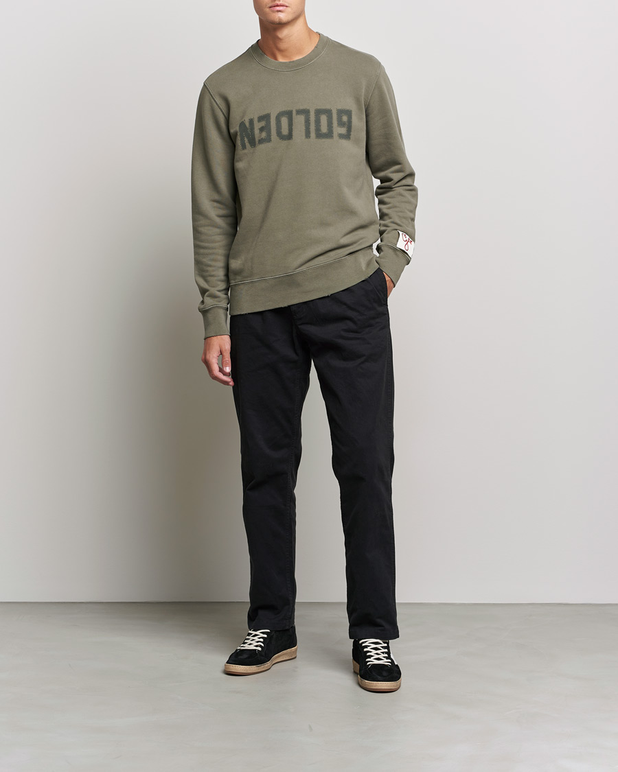 Herre | Gensere | Golden Goose | Deluxe Brand Distressed Cotton Sweatshirt Dusty Olive