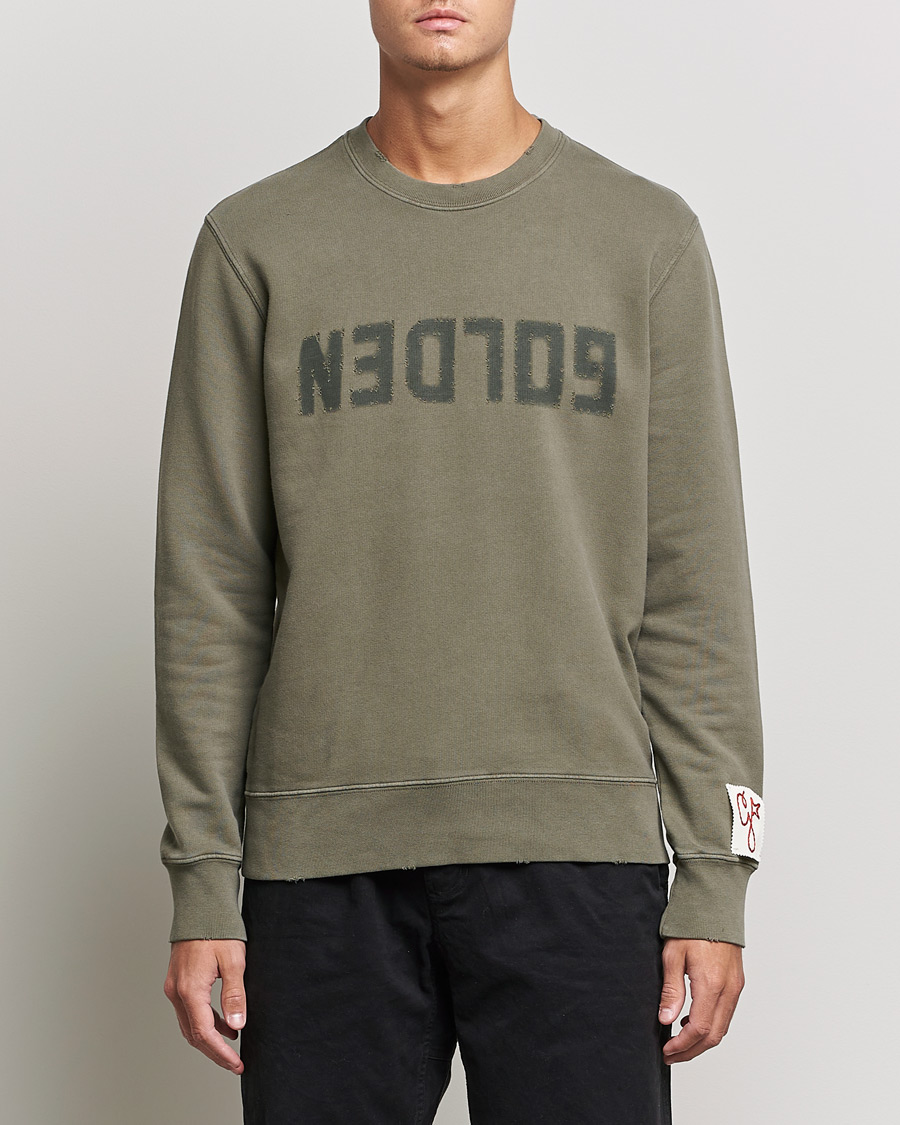 Herre | Gensere | Golden Goose | Deluxe Brand Distressed Cotton Sweatshirt Dusty Olive