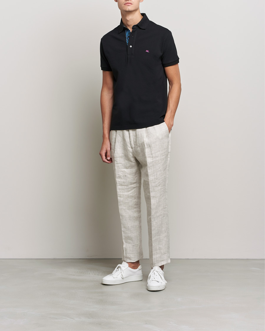 Herre | Pikéer | Etro | Short Sleeve Contrast Paisley Polo Black