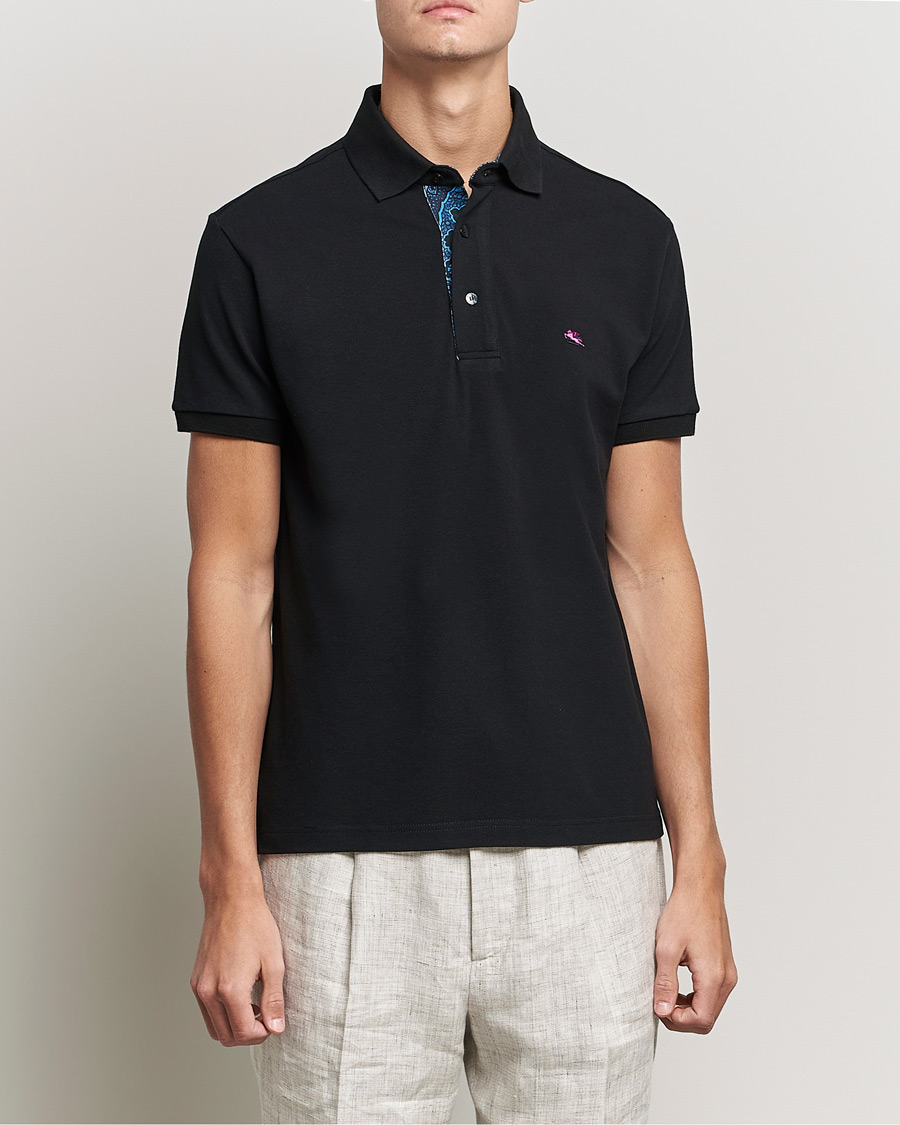 Herre | Pikéer | Etro | Short Sleeve Contrast Paisley Polo Black