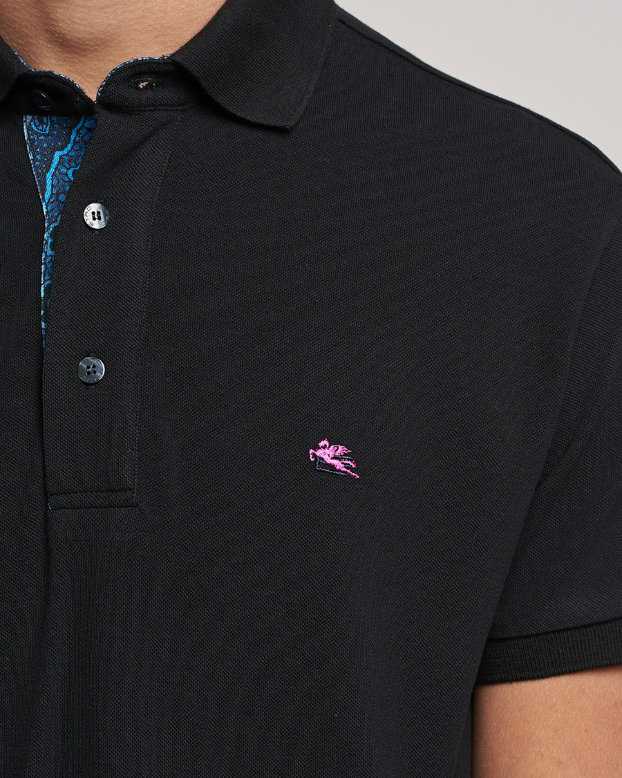 Herre | Pikéer | Etro | Short Sleeve Contrast Paisley Polo Black