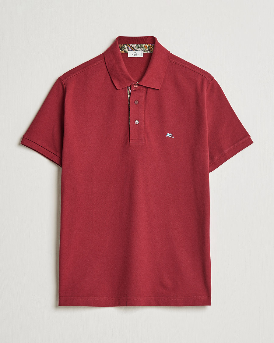 Herre | Pikéer | Etro | Short Sleeve Contrast Paisley Polo Burgundy