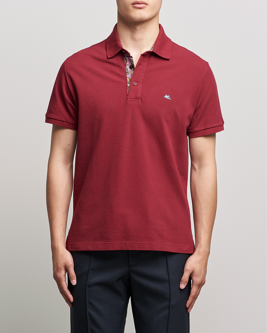 Herre | Pikéer | Etro | Short Sleeve Contrast Paisley Polo Burgundy