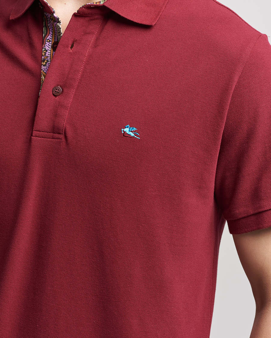 Herre | Pikéer | Etro | Short Sleeve Contrast Paisley Polo Burgundy