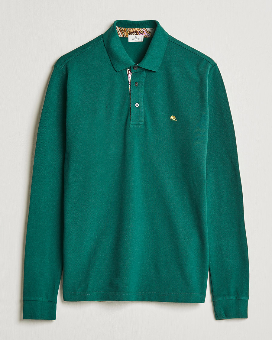 Herre | Gensere | Etro | Long Sleeve Contrast Paisley Polo Emerald