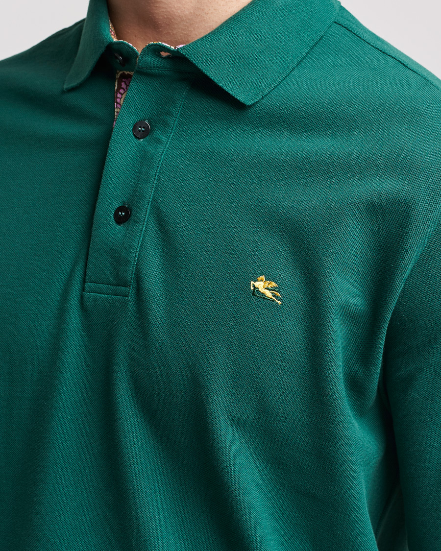 Herre | Gensere | Etro | Long Sleeve Contrast Paisley Polo Emerald