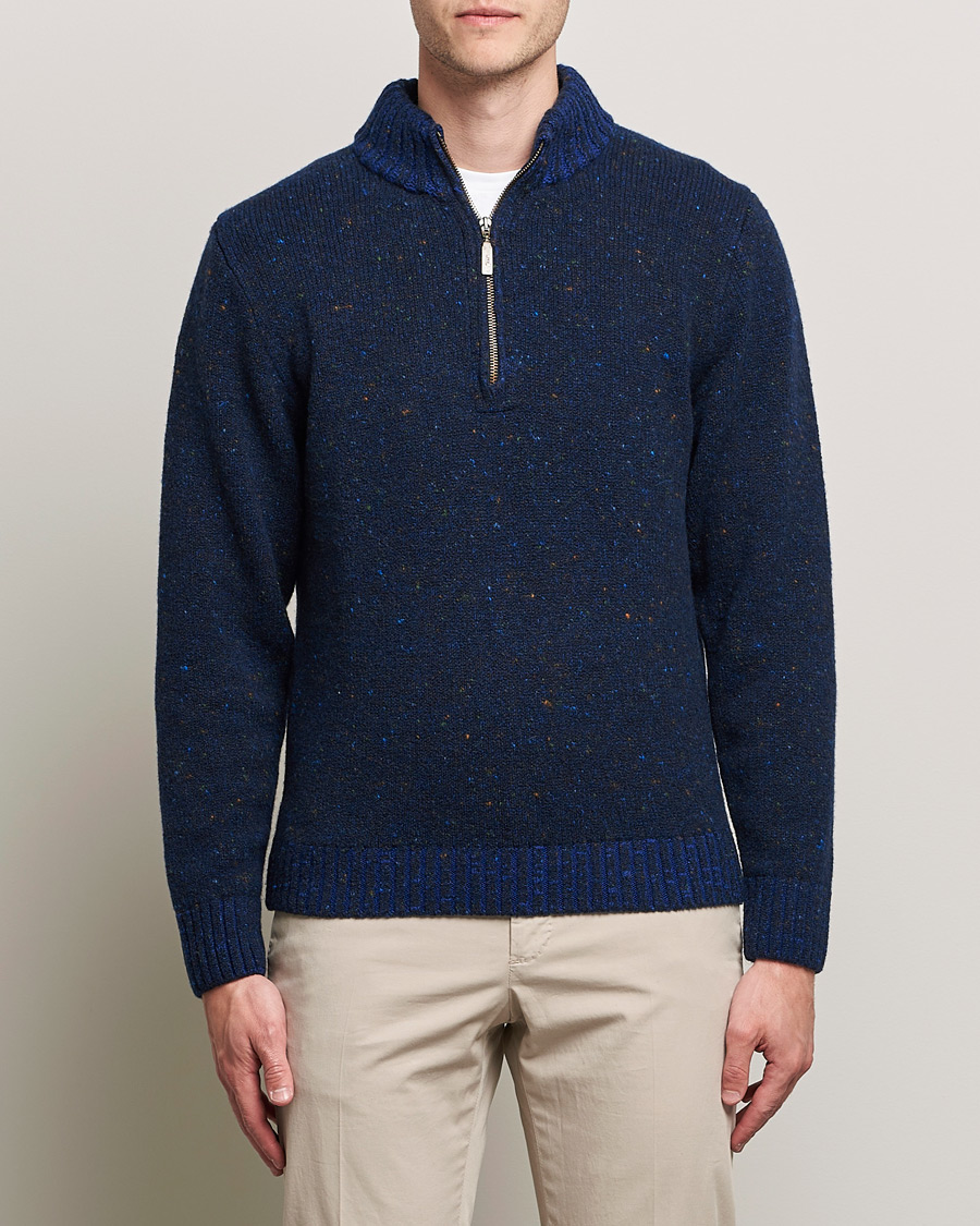 Herre | Gensere | Inis Meáin | Wool/Cashmere Half Zip Navy