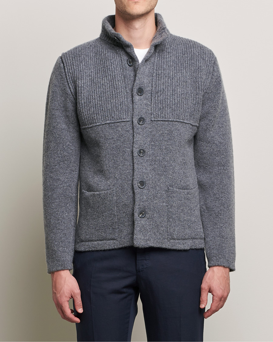 Herre | Inis Meáin | Inis Meáin | Heavy Wool Cardigan Grey