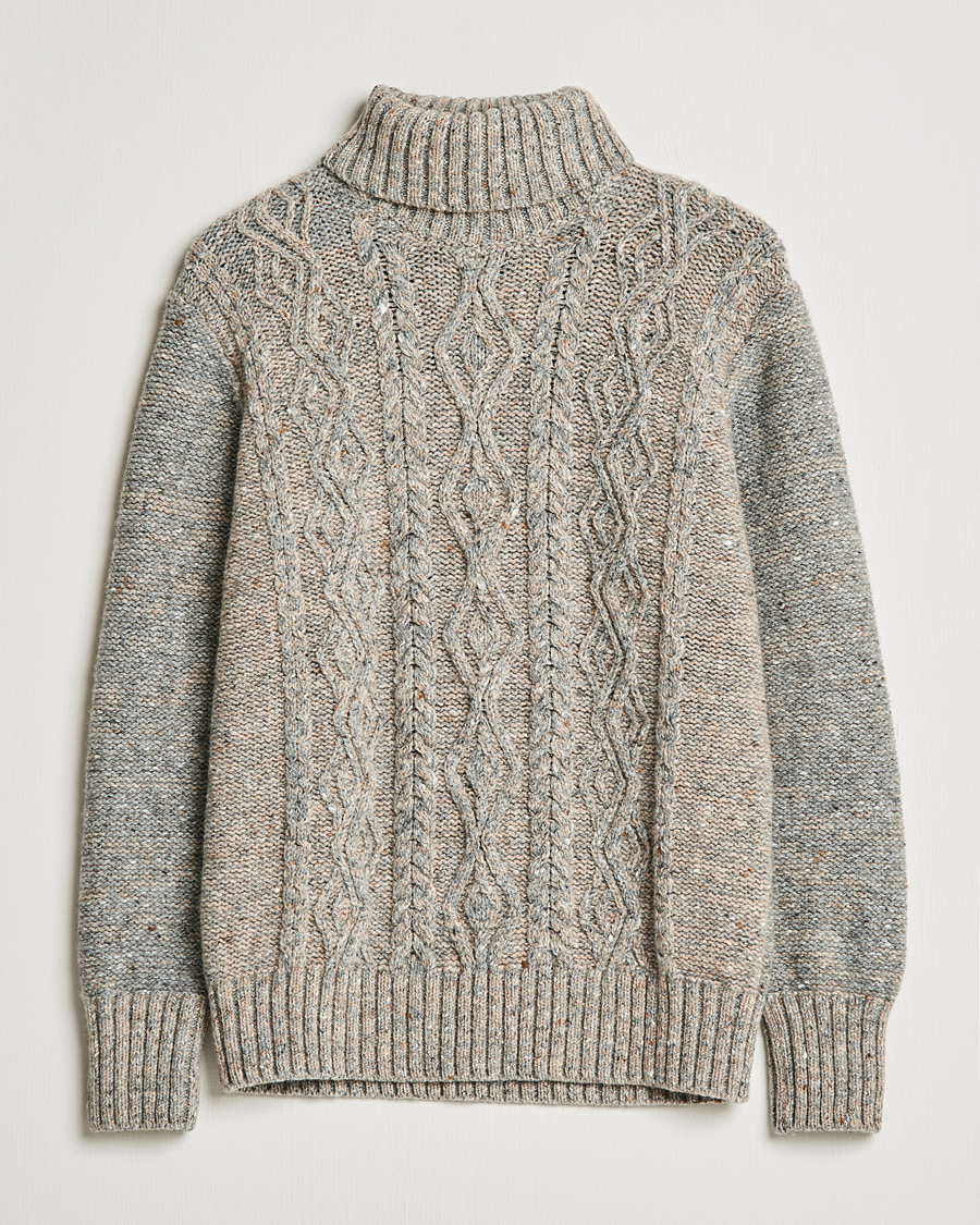 Herre | Gensere | Inis Meáin | Wool/Cashmere Aran Turtleneck Grey