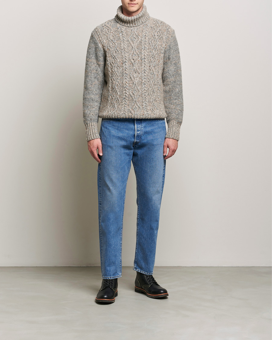 Herre | Gensere | Inis Meáin | Wool/Cashmere Aran Turtleneck Grey