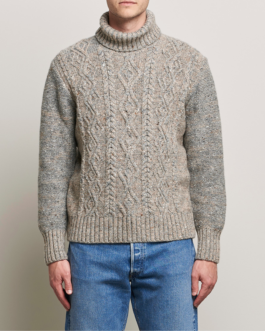 Herre | Gensere | Inis Meáin | Wool/Cashmere Aran Turtleneck Grey
