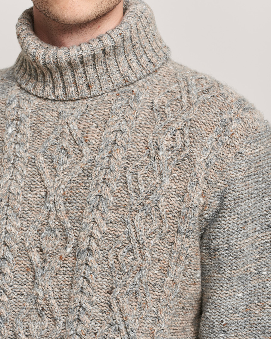 Herre | Gensere | Inis Meáin | Wool/Cashmere Aran Turtleneck Grey